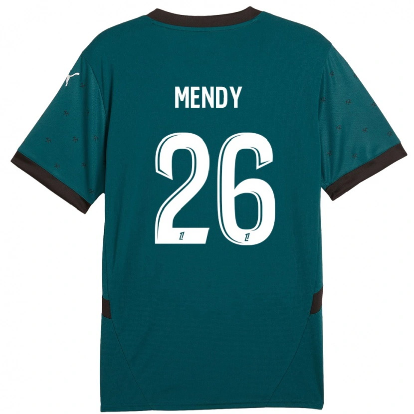 Danxen Niño Camiseta Nampalys Mendy #26 Verde Oscuro 2ª Equipación 2024/25 La Camisa