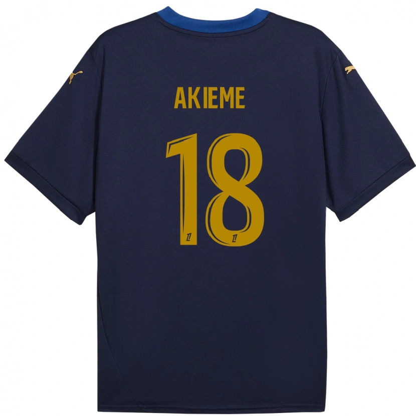 Danxen Niño Camiseta Sergio Akieme #18 Azul Marino Dorado 2ª Equipación 2024/25 La Camisa