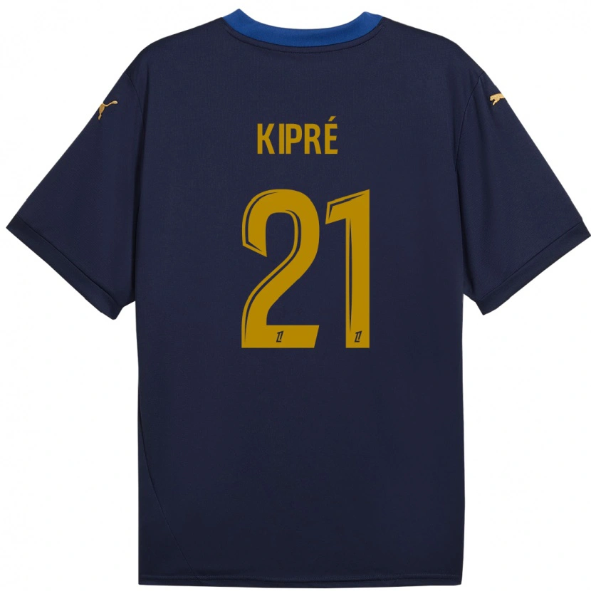 Danxen Niño Camiseta Cédric Kipré #21 Azul Marino Dorado 2ª Equipación 2024/25 La Camisa