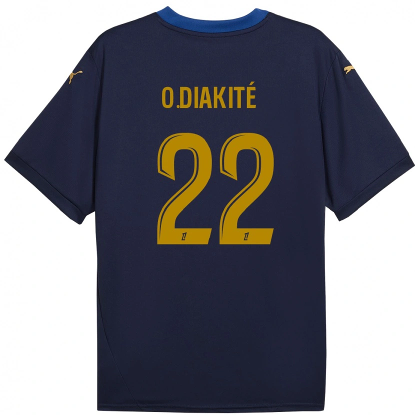 Danxen Niño Camiseta Oumar Diakité #22 Azul Marino Dorado 2ª Equipación 2024/25 La Camisa
