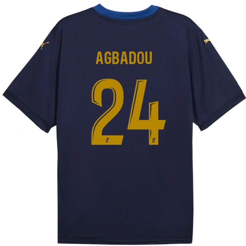 Danxen Niño Camiseta Emmanuel Agbadou #24 Azul Marino Dorado 2ª Equipación 2024/25 La Camisa