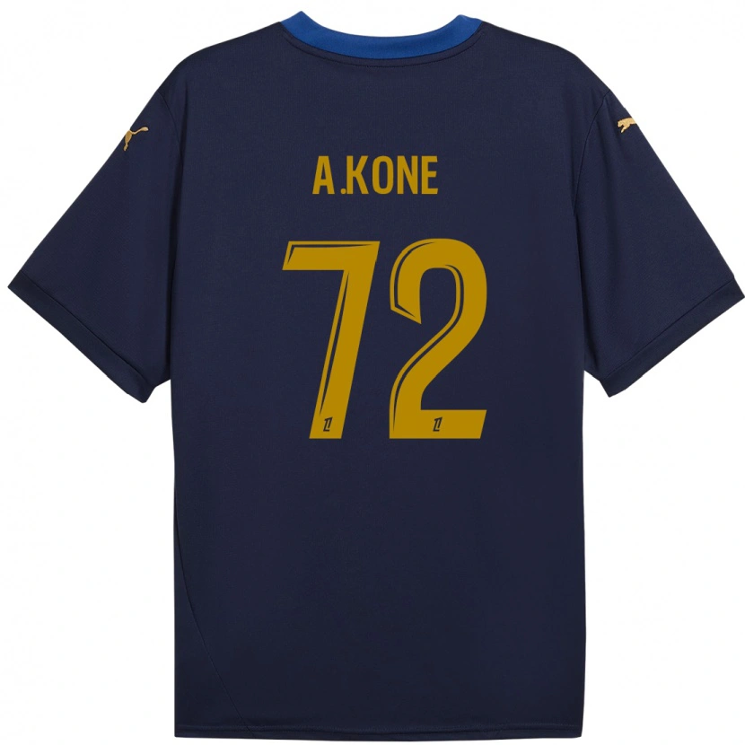 Danxen Niño Camiseta Amadou Koné #72 Azul Marino Dorado 2ª Equipación 2024/25 La Camisa