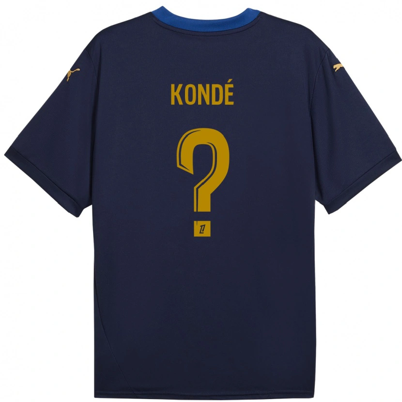 Danxen Niño Camiseta Jean-Charles Kondé #0 Azul Marino Dorado 2ª Equipación 2024/25 La Camisa