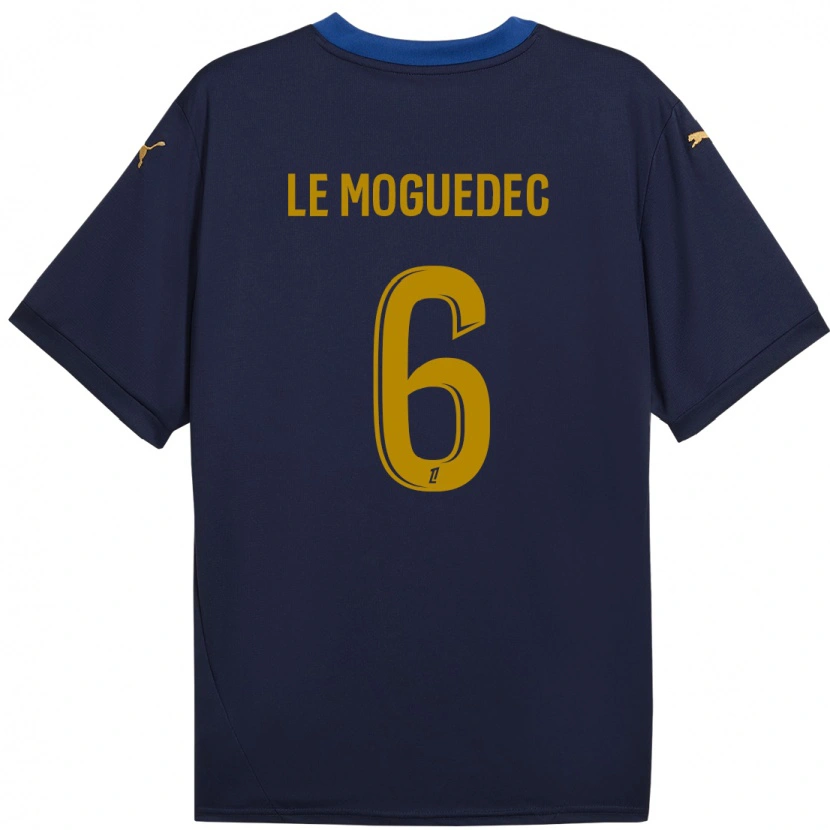 Danxen Niño Camiseta Anaële Le Moguédec #6 Azul Marino Dorado 2ª Equipación 2024/25 La Camisa
