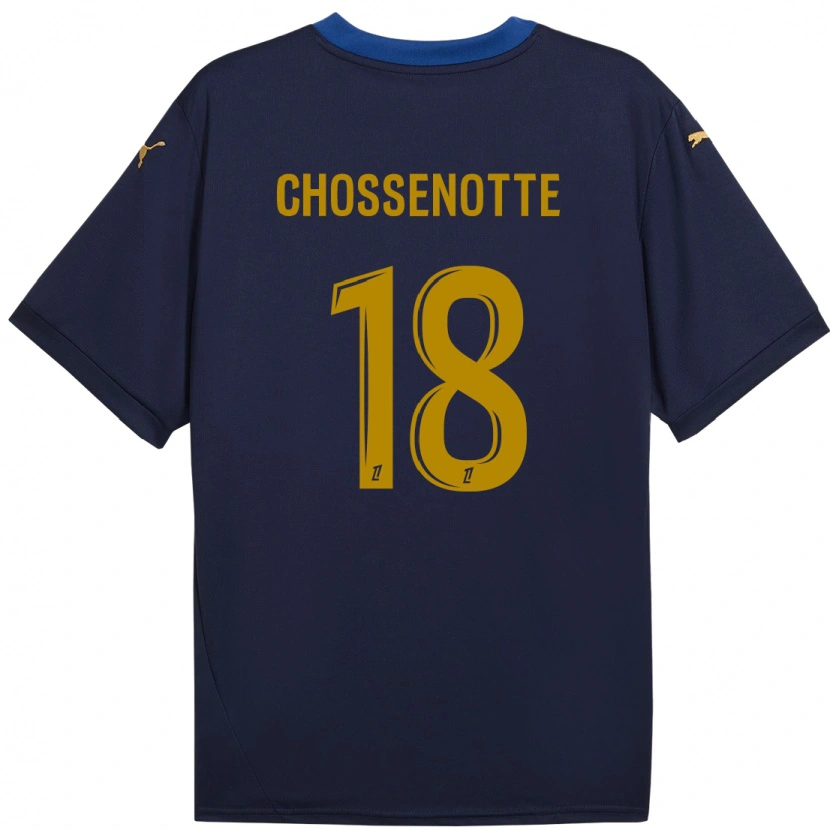 Danxen Niño Camiseta Shana Chossenotte #18 Azul Marino Dorado 2ª Equipación 2024/25 La Camisa