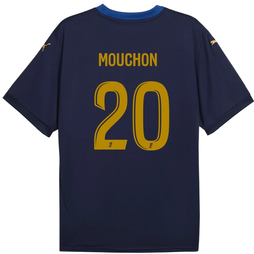 Danxen Niño Camiseta Noémie Mouchon #20 Azul Marino Dorado 2ª Equipación 2024/25 La Camisa