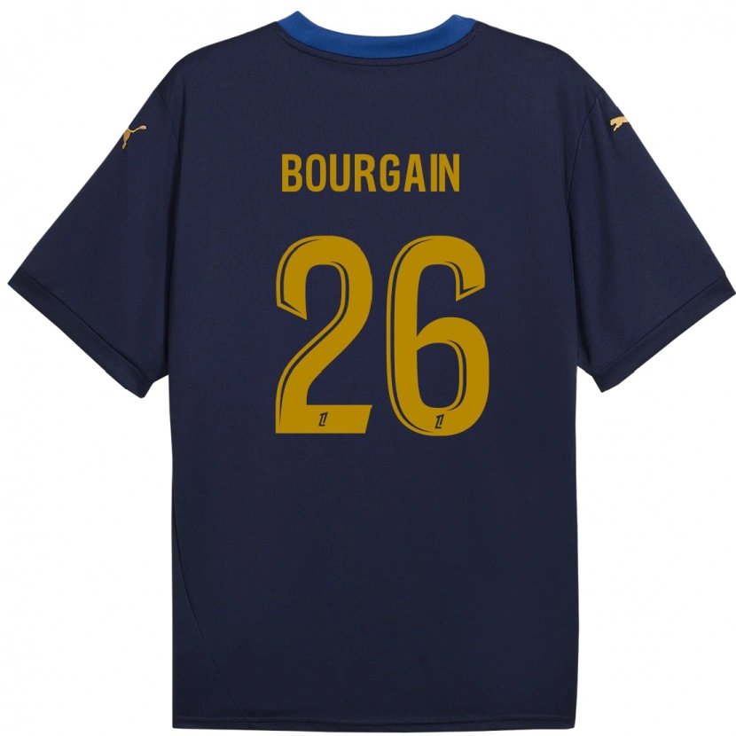 Danxen Niño Camiseta Léa Bourgain #26 Azul Marino Dorado 2ª Equipación 2024/25 La Camisa