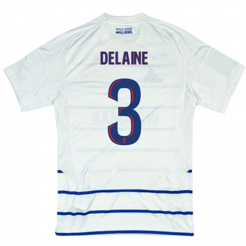 Danxen Niño Camiseta Thomas Delaine #3 Blanco Azul 2ª Equipación 2024/25 La Camisa