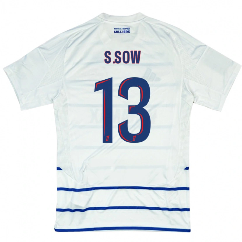 Danxen Niño Camiseta Saïdou Sow #13 Blanco Azul 2ª Equipación 2024/25 La Camisa