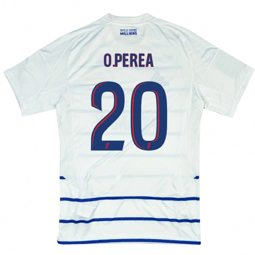 Danxen Niño Camiseta Óscar Perea #20 Blanco Azul 2ª Equipación 2024/25 La Camisa