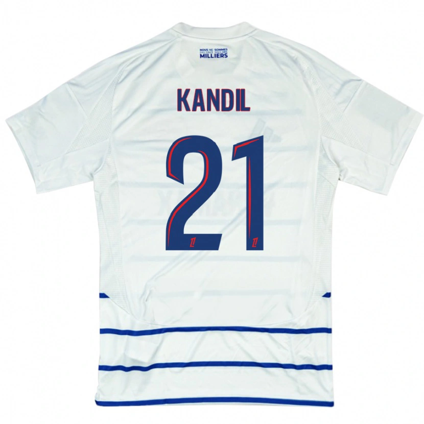 Danxen Niño Camiseta Nordine Kandil #21 Blanco Azul 2ª Equipación 2024/25 La Camisa