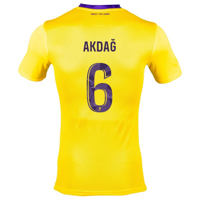 Danxen Niño Camiseta Ümit Akdağ #6 Amarillo Morado 2ª Equipación 2024/25 La Camisa