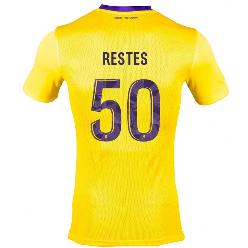 Danxen Niño Camiseta Guillaume Restes #50 Amarillo Morado 2ª Equipación 2024/25 La Camisa