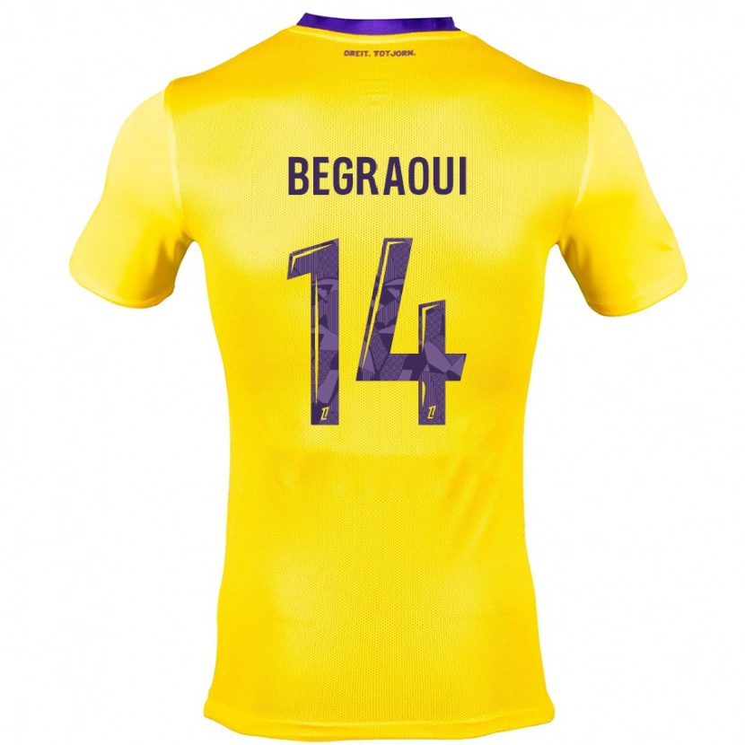 Danxen Niño Camiseta Yanis Begraoui #14 Amarillo Morado 2ª Equipación 2024/25 La Camisa