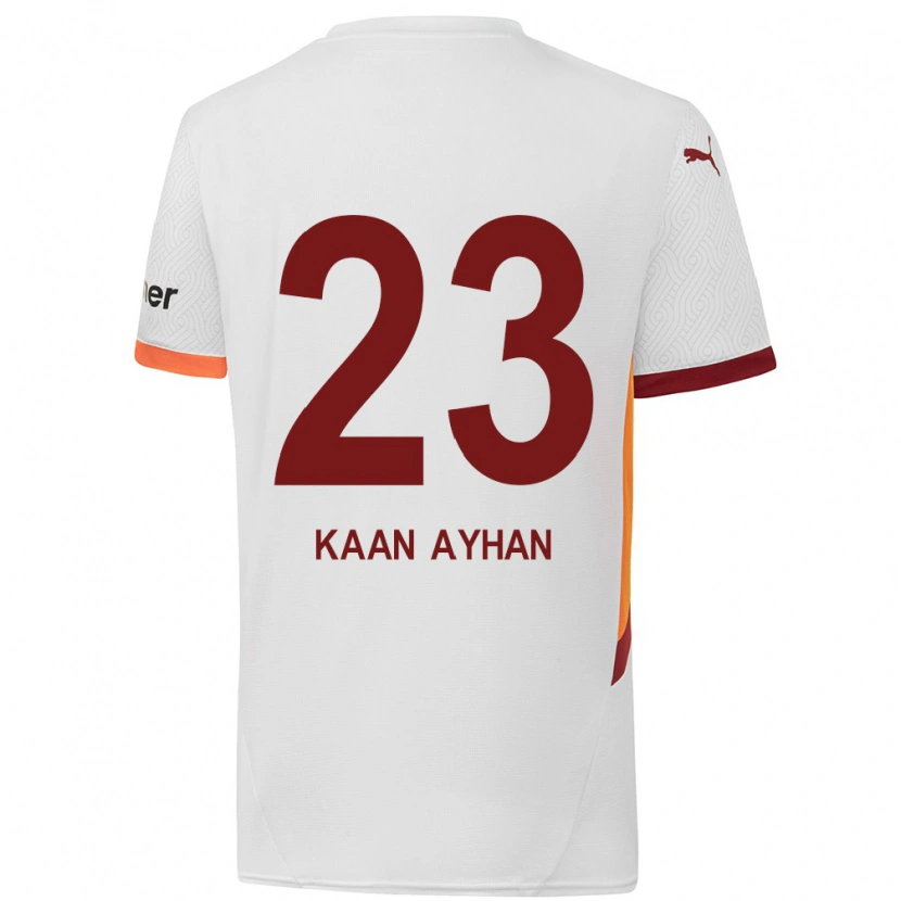 Danxen Niño Camiseta Kaan Ayhan #23 Blanco Amarillo Rojo 2ª Equipación 2024/25 La Camisa