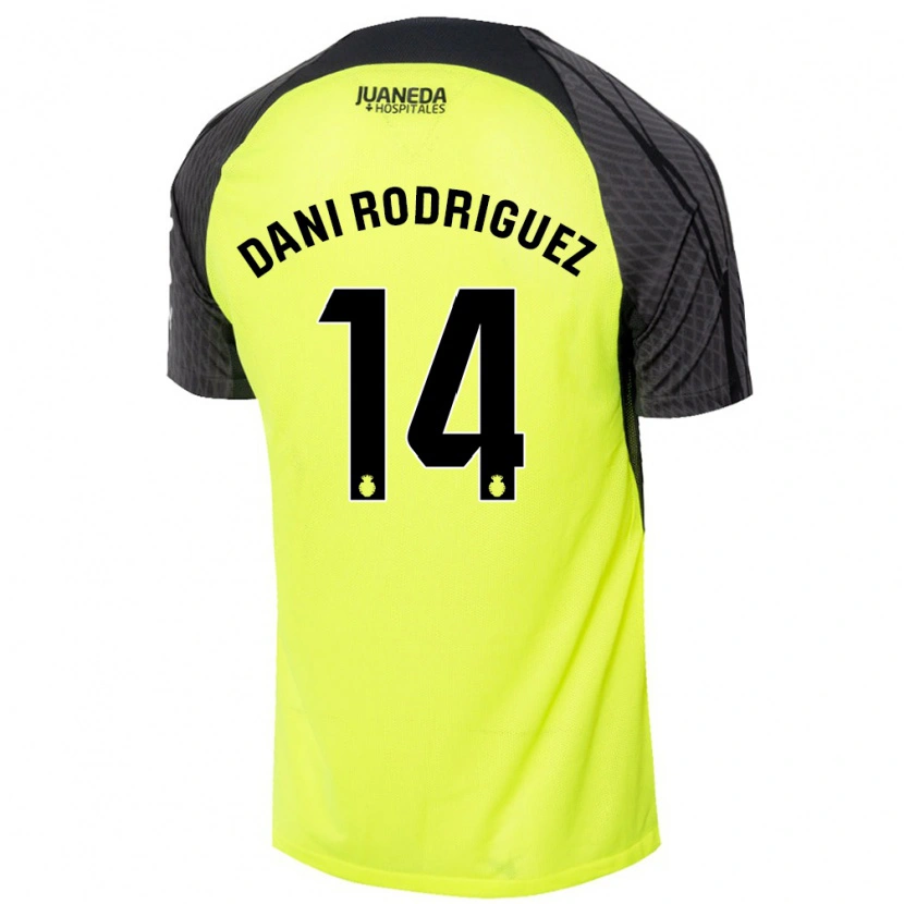 Danxen Niño Camiseta Dani Rodríguez #14 Verde Fluorescente Negro 2ª Equipación 2024/25 La Camisa