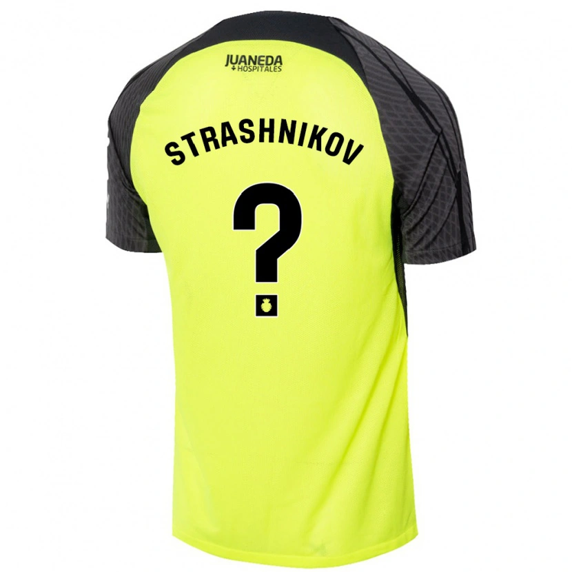 Danxen Niño Camiseta Nikolay Strashnikov #0 Verde Fluorescente Negro 2ª Equipación 2024/25 La Camisa