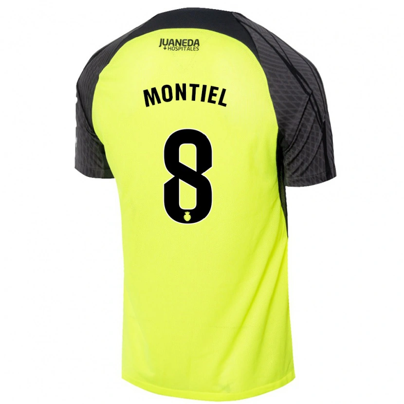 Danxen Niño Camiseta Luis Montiel #8 Verde Fluorescente Negro 2ª Equipación 2024/25 La Camisa