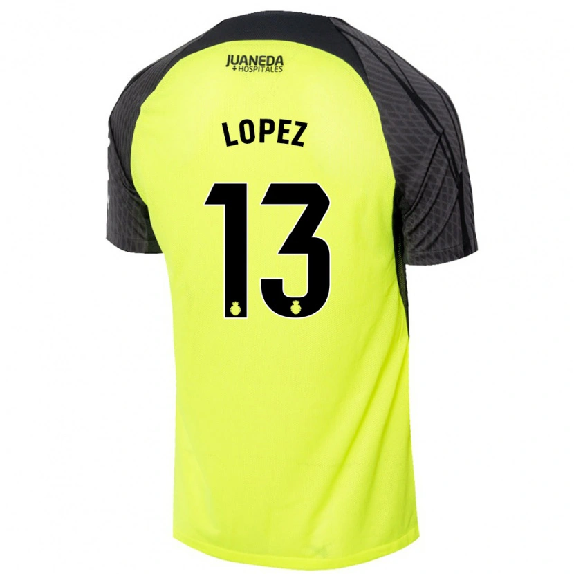 Danxen Niño Camiseta Iván López #13 Verde Fluorescente Negro 2ª Equipación 2024/25 La Camisa