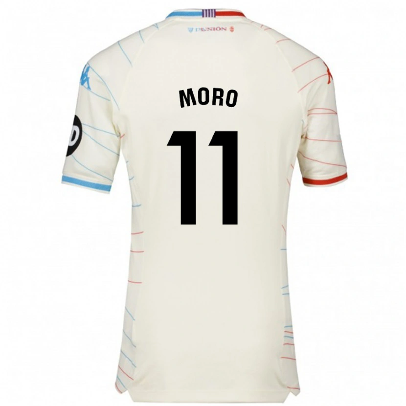 Danxen Niño Camiseta Raúl Moro #11 Blanco Rojo Azul 2ª Equipación 2024/25 La Camisa