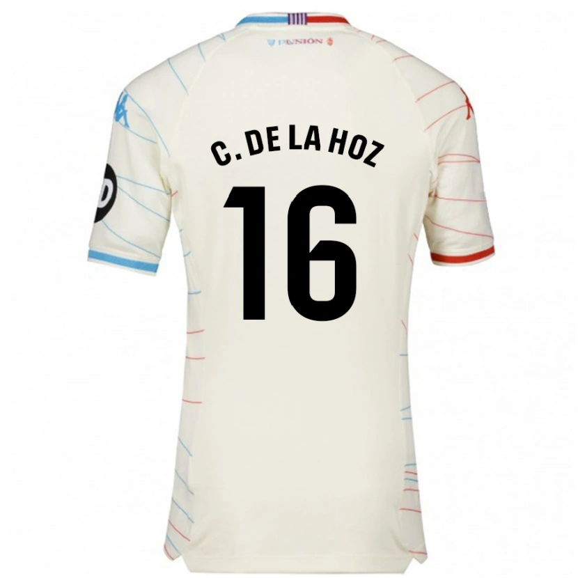 Danxen Niño Camiseta César De La Hoz #16 Blanco Rojo Azul 2ª Equipación 2024/25 La Camisa