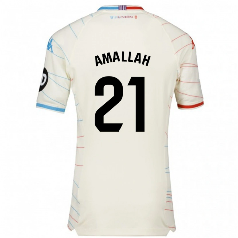 Danxen Niño Camiseta Selim Amallah #21 Blanco Rojo Azul 2ª Equipación 2024/25 La Camisa