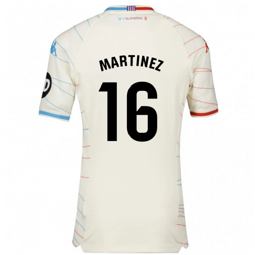Danxen Niño Camiseta Jesús Martínez #16 Blanco Rojo Azul 2ª Equipación 2024/25 La Camisa