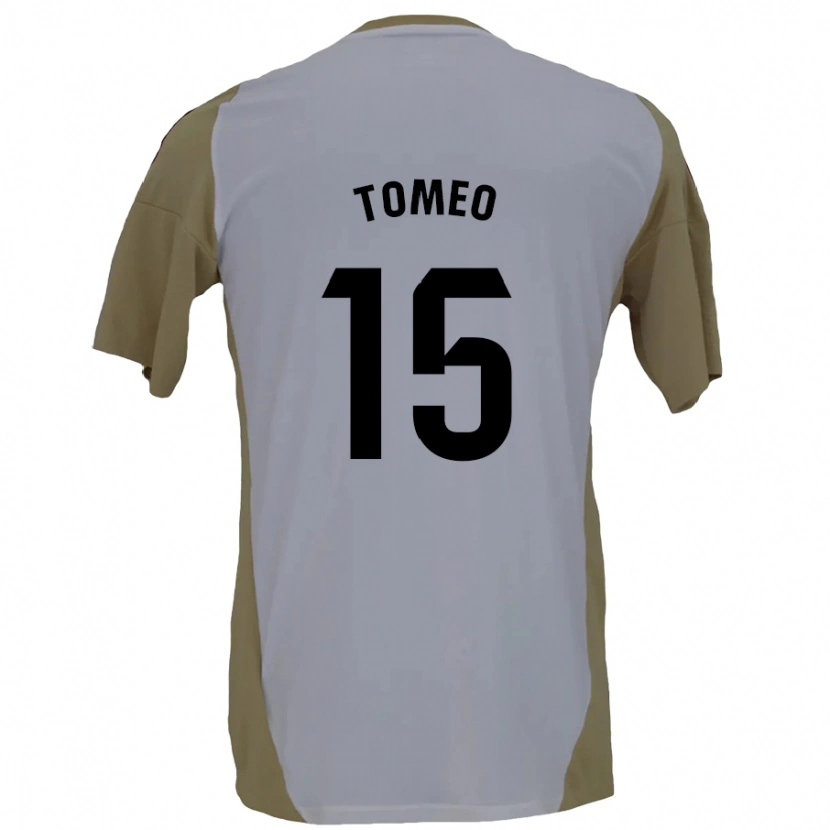 Danxen Niño Camiseta Pablo Tomeo #15 Marrón Blanco 2ª Equipación 2024/25 La Camisa