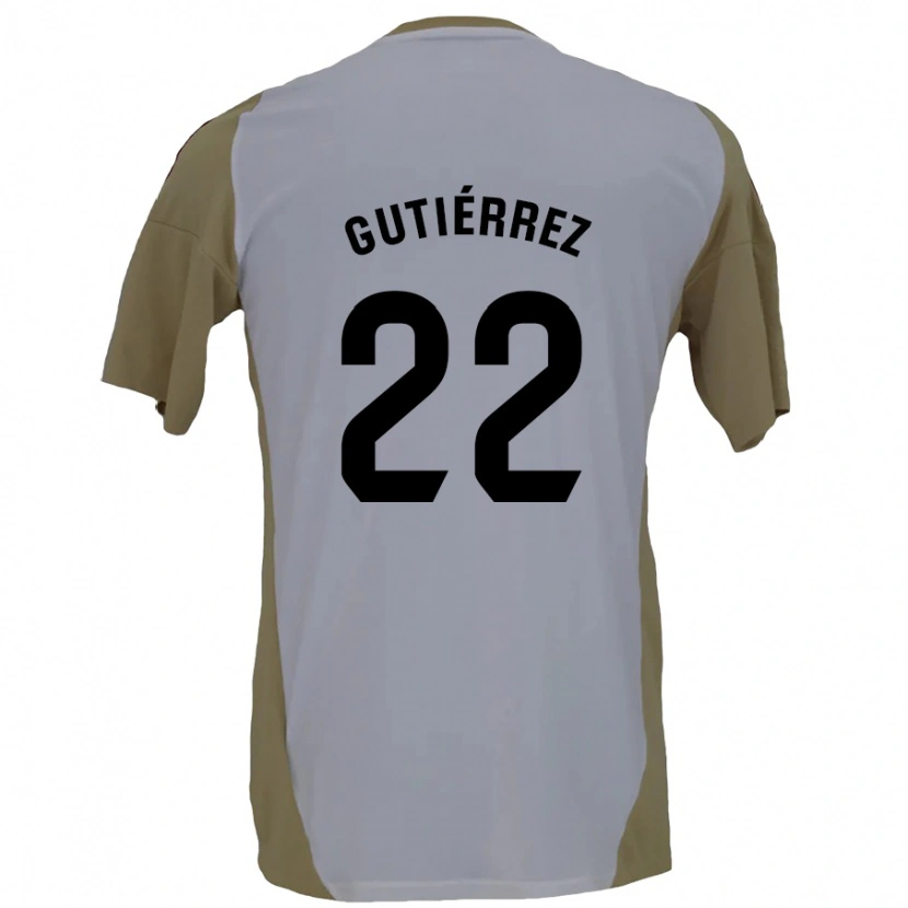 Danxen Niño Camiseta Juan Gutiérrez #22 Marrón Blanco 2ª Equipación 2024/25 La Camisa