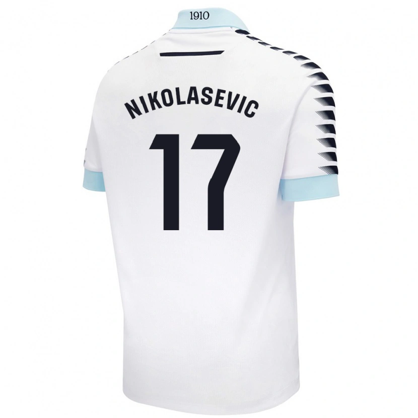 Danxen Niño Camiseta Mirko Nikolasevic #17 Blanco Azul 2ª Equipación 2024/25 La Camisa