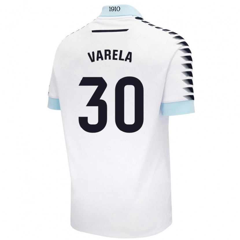 Danxen Niño Camiseta Brandon Varela #30 Blanco Azul 2ª Equipación 2024/25 La Camisa
