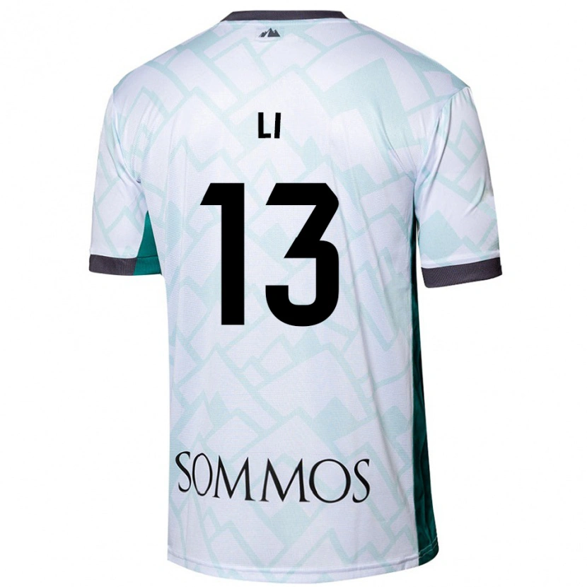 Danxen Niño Camiseta Changyi Li #13 Blanco Verde 2ª Equipación 2024/25 La Camisa