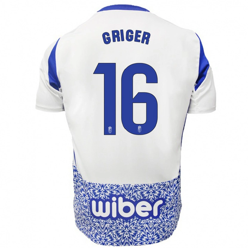 Danxen Niño Camiseta Adam Griger #16 Blanco Azul 2ª Equipación 2024/25 La Camisa