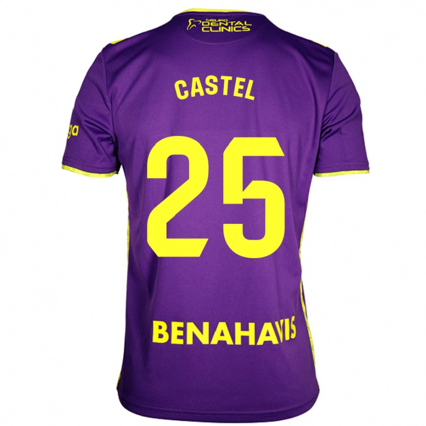 Danxen Niño Camiseta Sergio Castel #25 Púrpura Amarillo 2ª Equipación 2024/25 La Camisa