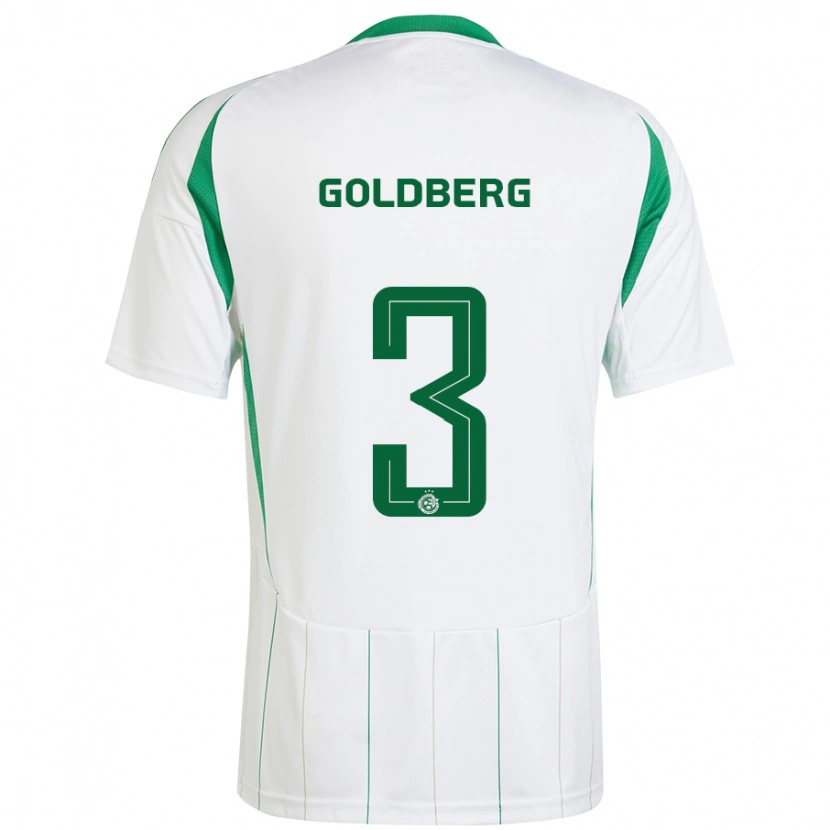 Danxen Niño Camiseta Shon Goldberg #3 Blanco Verde 2ª Equipación 2024/25 La Camisa
