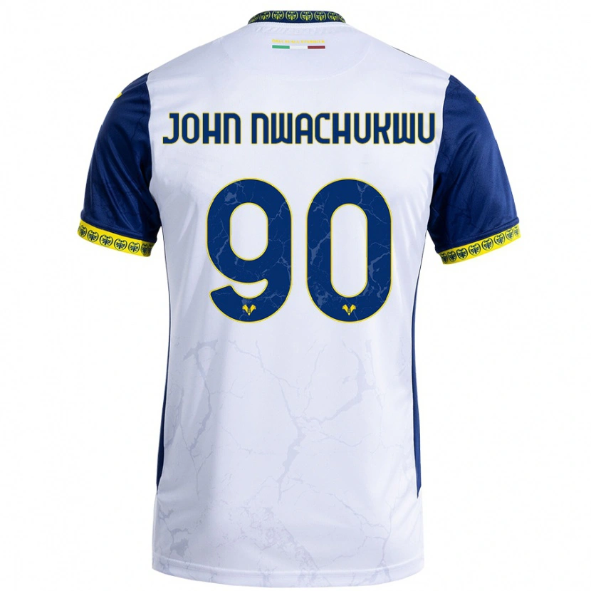 Danxen Niño Camiseta Samuel John Nwachukwu #90 Blanco Azul 2ª Equipación 2024/25 La Camisa