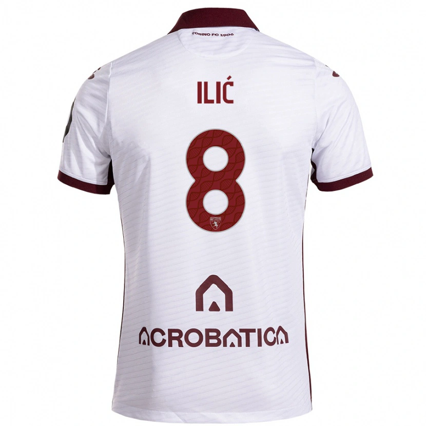 Danxen Niño Camiseta Ivan Ilić #8 Blanco Granate 2ª Equipación 2024/25 La Camisa