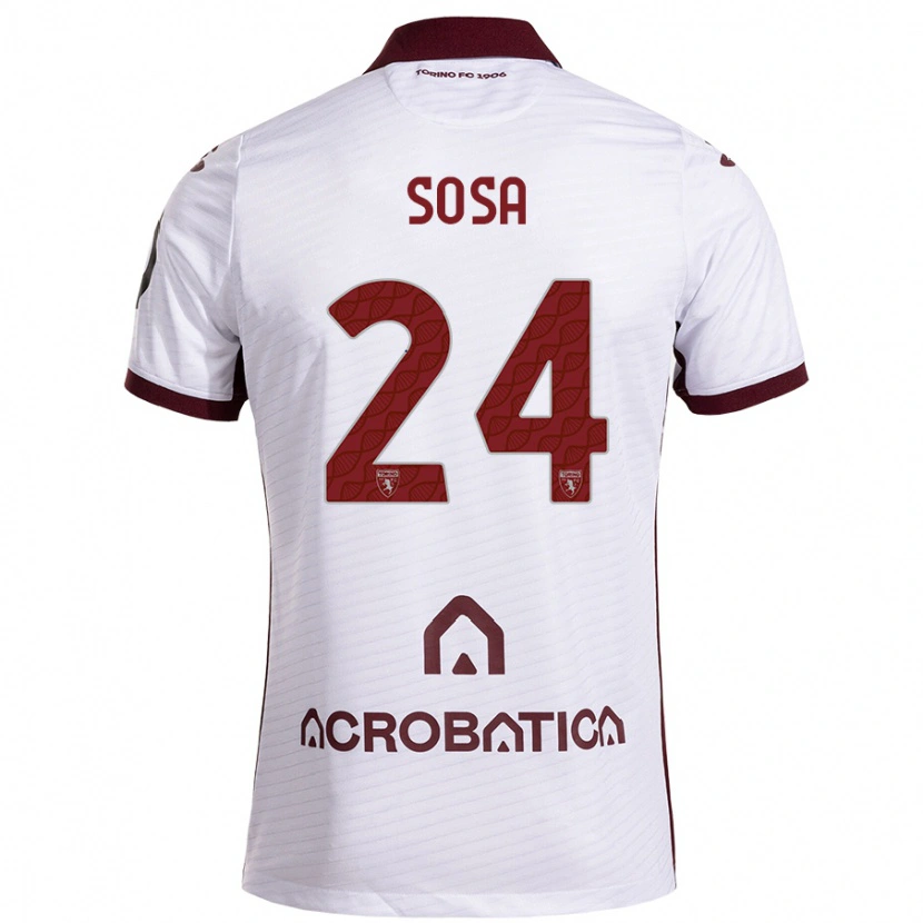 Danxen Niño Camiseta Borna Sosa #24 Blanco Granate 2ª Equipación 2024/25 La Camisa
