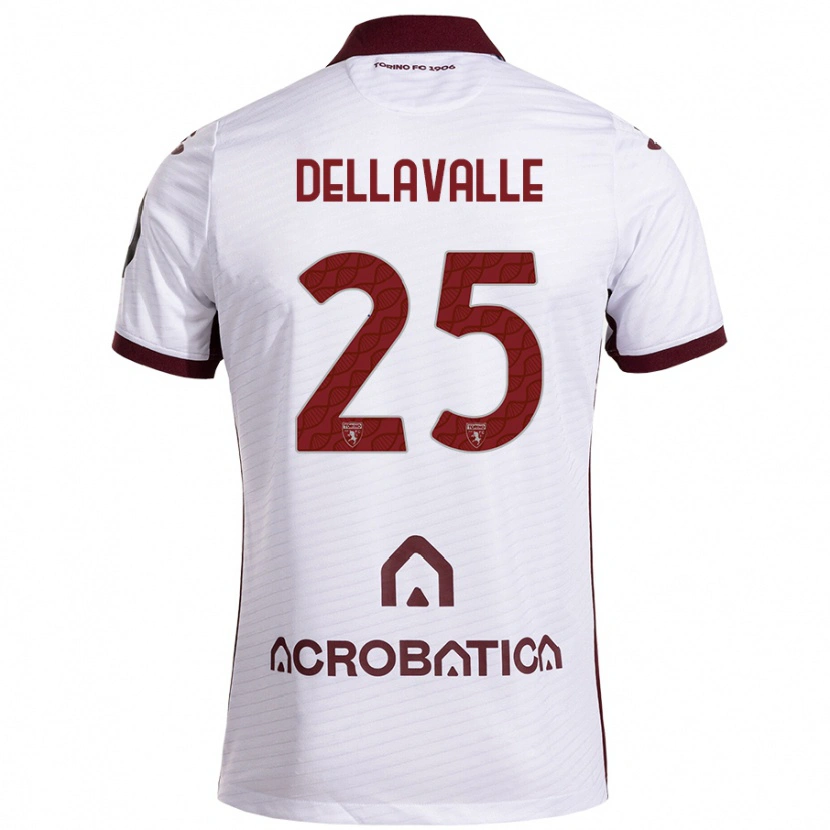 Danxen Niño Camiseta Alessandro Dellavalle #25 Blanco Granate 2ª Equipación 2024/25 La Camisa