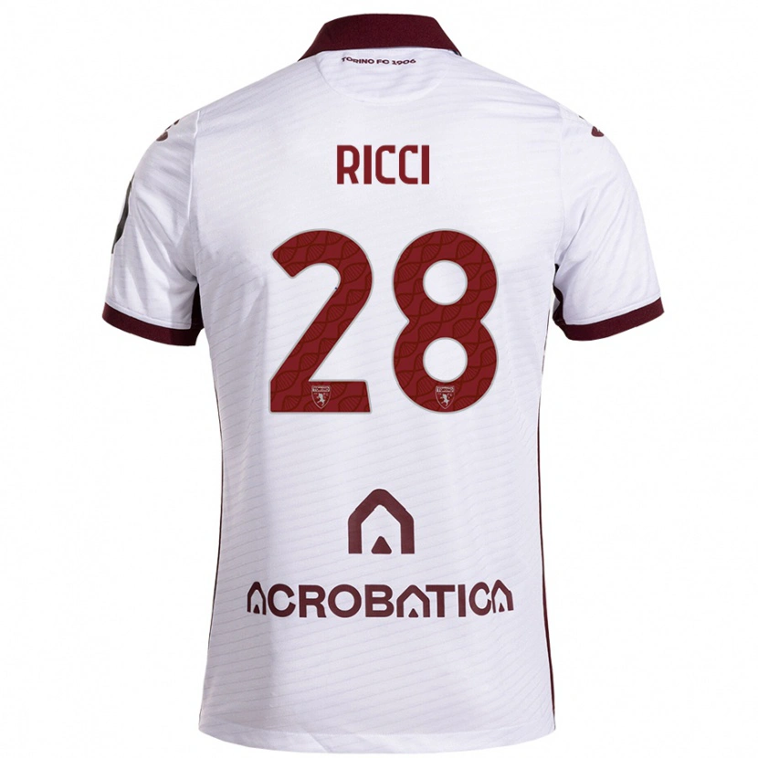 Danxen Niño Camiseta Samuele Ricci #28 Blanco Granate 2ª Equipación 2024/25 La Camisa