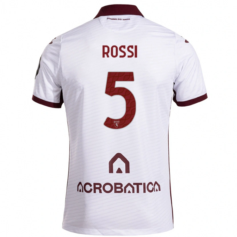 Danxen Niño Camiseta Simone Rossi #5 Blanco Granate 2ª Equipación 2024/25 La Camisa