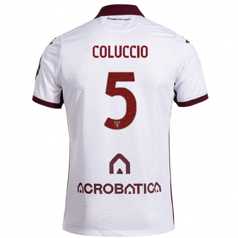 Danxen Niño Camiseta Francesca Coluccio #5 Blanco Granate 2ª Equipación 2024/25 La Camisa