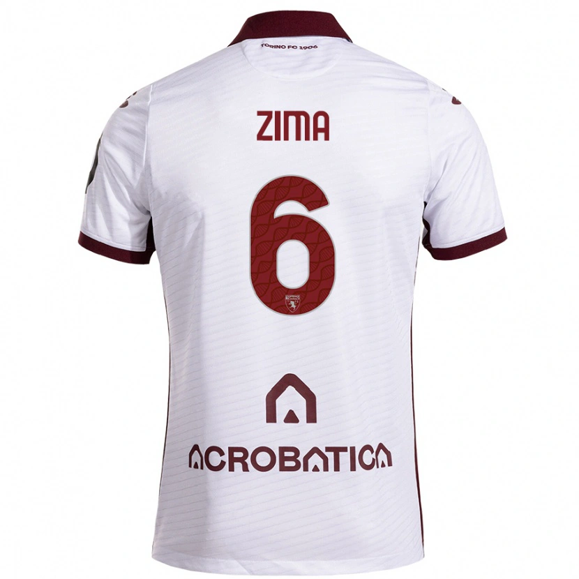 Danxen Niño Camiseta David Zima #6 Blanco Granate 2ª Equipación 2024/25 La Camisa