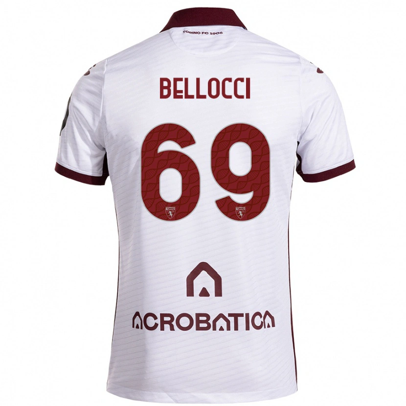 Danxen Niño Camiseta Andrea Bellocci #69 Blanco Granate 2ª Equipación 2024/25 La Camisa