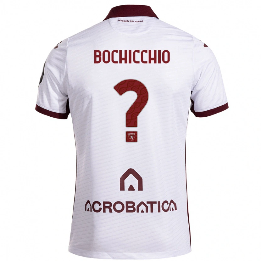 Danxen Niño Camiseta Francesco Bochicchio #0 Blanco Granate 2ª Equipación 2024/25 La Camisa