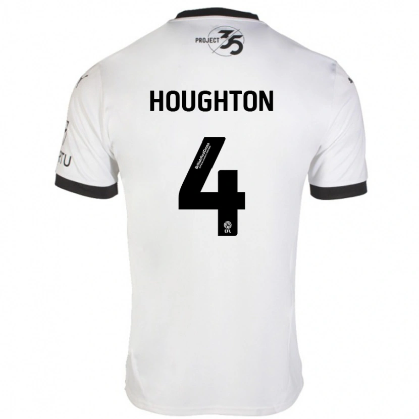 Danxen Niño Camiseta Jordan Houghton #4 Blanco Negro 2ª Equipación 2024/25 La Camisa