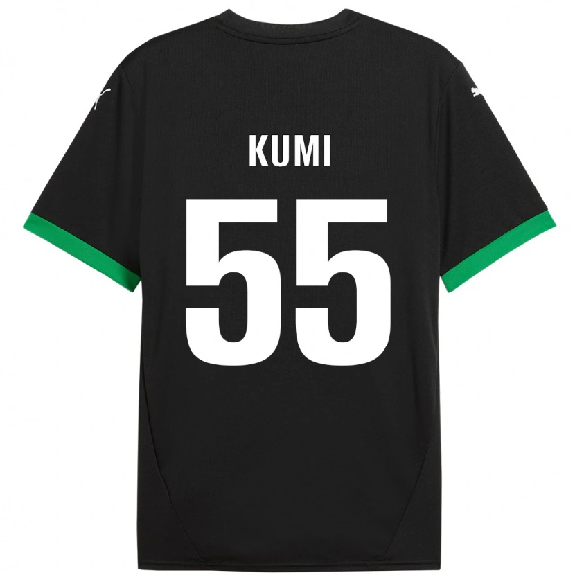 Danxen Hombre Camiseta Justin Kumi #55 Negro Verde Oscuro 1ª Equipación 2024/25 La Camisa