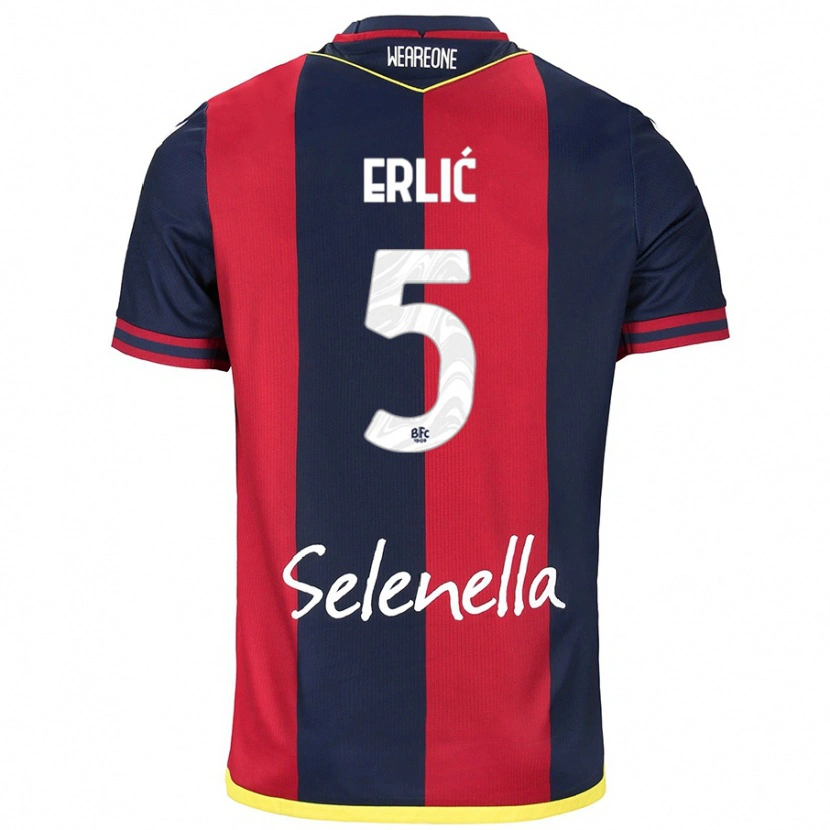 Danxen Hombre Camiseta Martin Erlić #5 Rojo Azul Real 1ª Equipación 2024/25 La Camisa