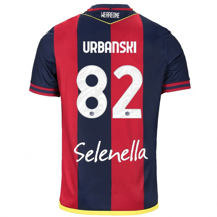Danxen Hombre Camiseta Kacper Urbanski #82 Rojo Azul Real 1ª Equipación 2024/25 La Camisa