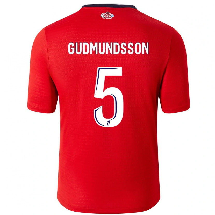 Danxen Hombre Camiseta Gabriel Gudmundsson #5 Rojo Blanco 1ª Equipación 2024/25 La Camisa